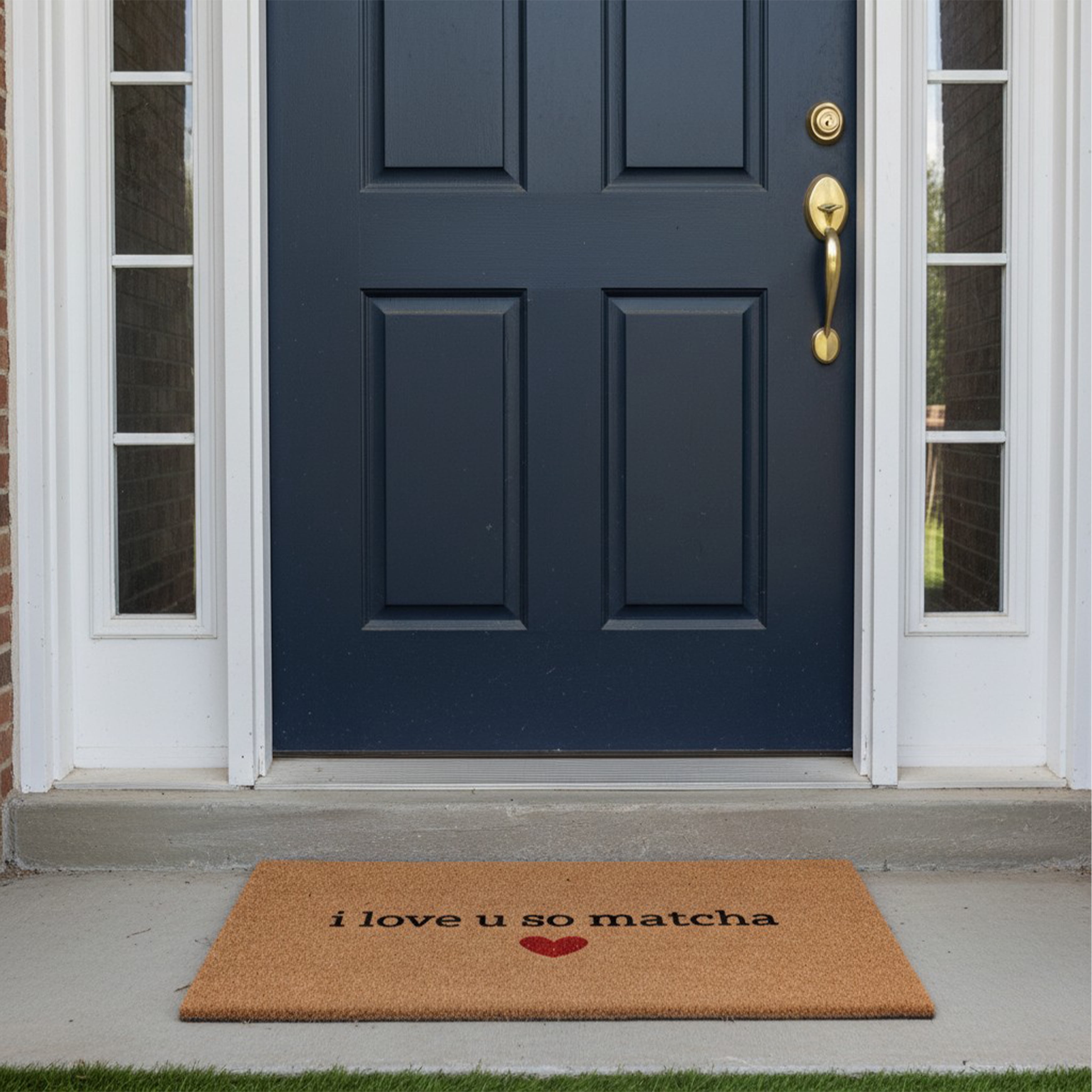 I love you so matcha Non Slip Vinyl Backing, Front Door Mat, Entryway Door Mat, 17"x29"