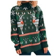 thumbnail image 1 of IROINID Chandail à Col Rond pour Femmes Imprimé Ample Mi-Long à Manches Longues Flocon de Neige Sapin de Noël Chandail pour Dames, 1 of 5