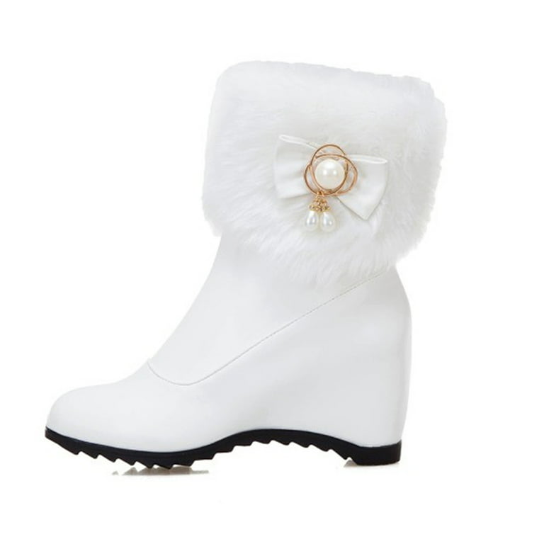 White wedge shop heel boots