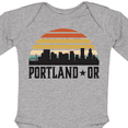 thumbnail image 4 of Inktastic Portland Oregon Skyline Retro Sunset Boys or Girls Long Sleeve Baby Bodysuit, 4 of 5
