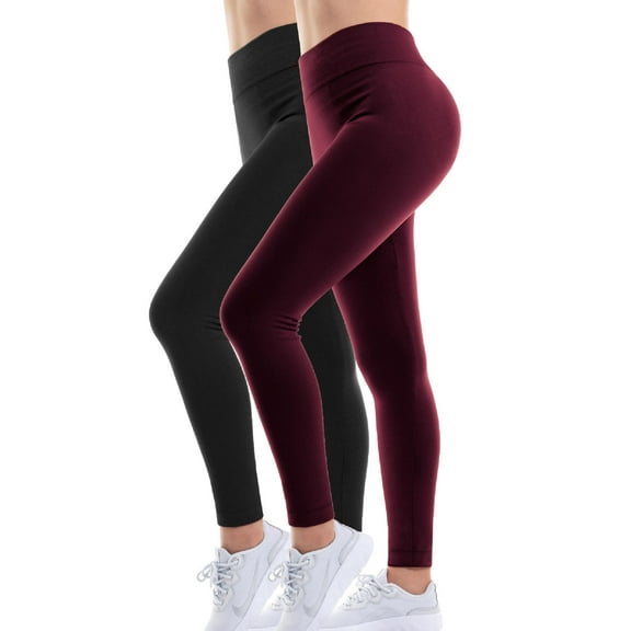 MixMatchy Women's Soft Fleece Lined High Waist Solid Leggings