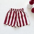thumbnail image 2 of BLTIBY Boys Girls Striped Shorts Toddler Baby Cotton Shorts Summer Lightweight Elastic Waisted Short Pants with Pockets Red 3-4 Years, 2 of 5