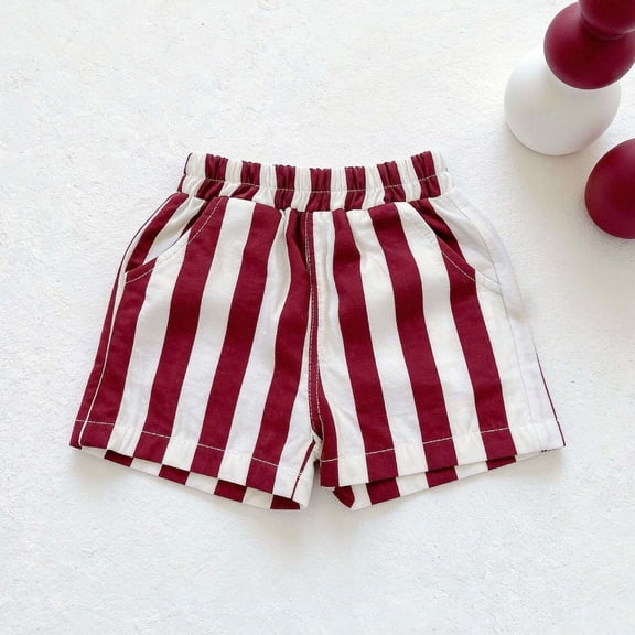 Amidoa Boys Shorts Toddler Elastic Waist Soft Casual Summer Cotton Shorts for Kids Red Size 6 Months