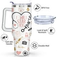 thumbnail image 3 of 40oz Tumbler with Handle & Straw, Stainless Steel Insulated Cup, Leak Proof Travel Mug, Keeps Drinks Hot/Cold, Nurse Coffee Cup, Gifts for Women Men, 3 of 7