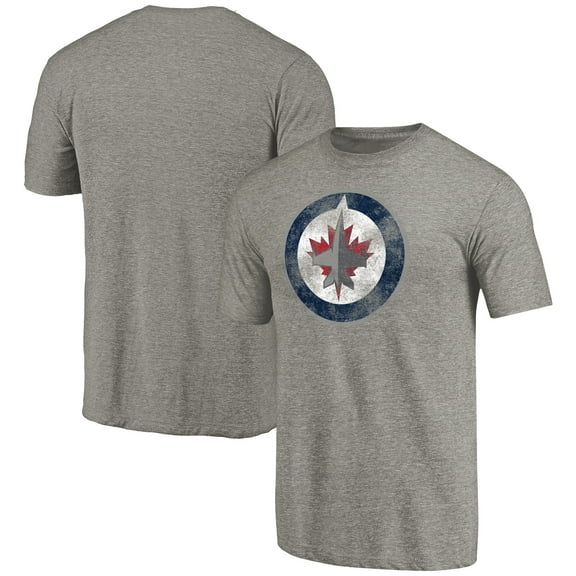 Men's Ash Winnipeg Jets Distressed Team Logo Tri-Blend T-Shirt