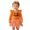 thumbnail image 6 of Quealent Newborn Baby Girl Halloween Clothes Fall Long Sleeve Romper Shirt Bow Layered Shorts Skirt Thanksgiving Outfit (Red, 6-9 Months), 6 of 6