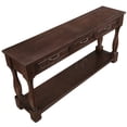 thumbnail image 6 of JERFIT 63" Mid-Century Modern Console Table with 3 Drawers & Shelf, Solid Pine Wood Sofa Table for Entryway, Hallway & Living Room, Espresso Finish, 6 of 7