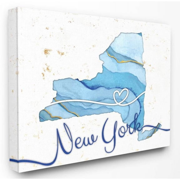 Stupell Industries New York Agate Blue US State Design Canvas Wall Art by Ziwei Li