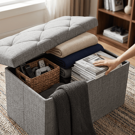Zhouguangjun Folding Storage Footrest Ottoman Bench with Seat30 inch