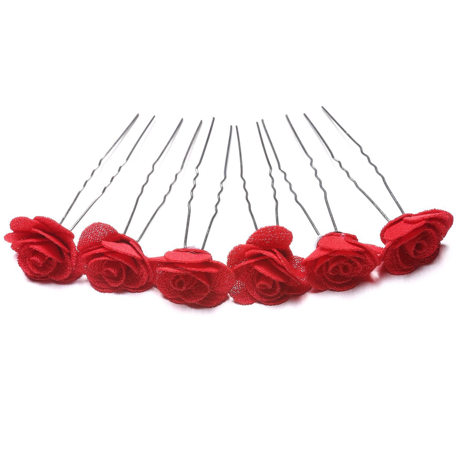 6pcs Hair Pins Rose Flower Waved U Shaped Hair Pins Grips Bobby