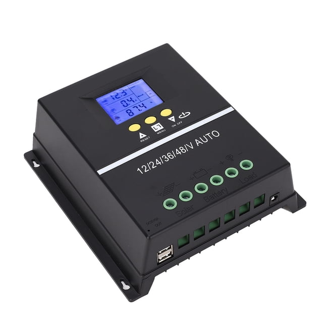 MPPT Solar Charge Controller, Dual USB Ports LCD Display Home Power Supply System MPPT Panel Regulator