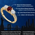 thumbnail image 2 of Gem Stone King 18K Yellow Gold Plated Silver 3-Stone Ring Rhodolite Garnet Moissanite (2.02 Cttw), 2 of 6