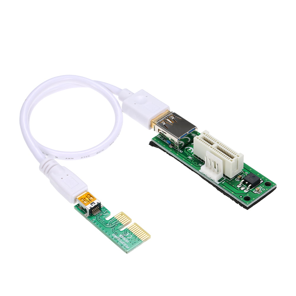 RONSHIN Mini USB Cable and SATA Cable PCI-E X1 Extension Cable PCIE 1X Expansion Riser Card 90°Right Angle