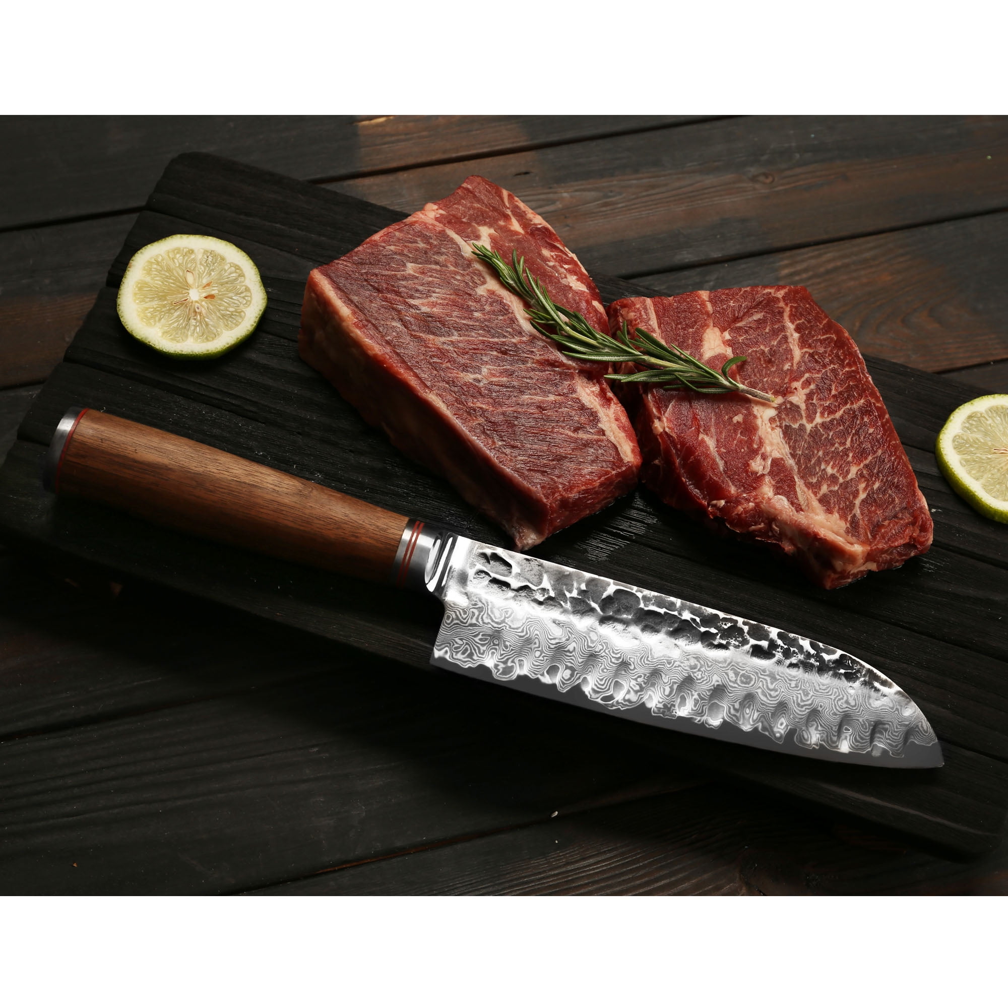 Santoku Chef's Knife 7 inch: Best Quality Professional Scalloped (gran –