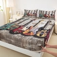thumbnail image 3 of Homewish 3D Guitar Queen Sheet Sets for Men, Musical Instruments Flat Sheet, Rock and Roll Music Queen Fitted Sheet, Breathable Home Decor, 4 Pieces, 3 of 7