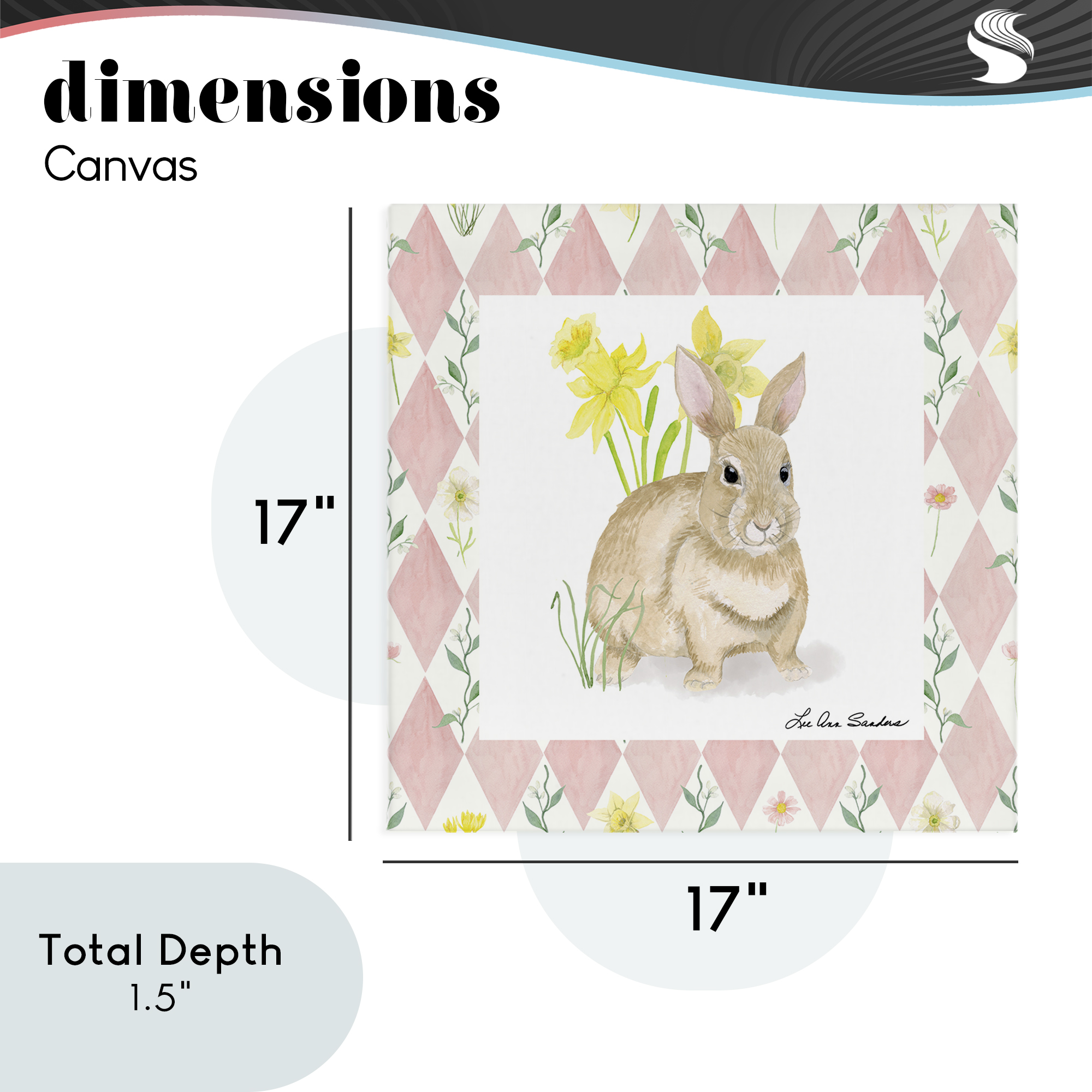 Bunny on Pink Argyle Canvas Wall Art, design by Lee Ann Sanders