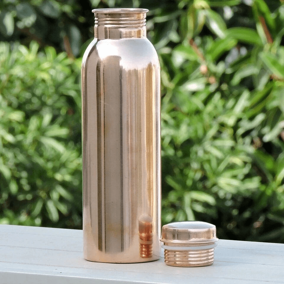 100% Pure Copper Water Bottle For Yoga Ayurveda Health Benefits 950Ml Plain