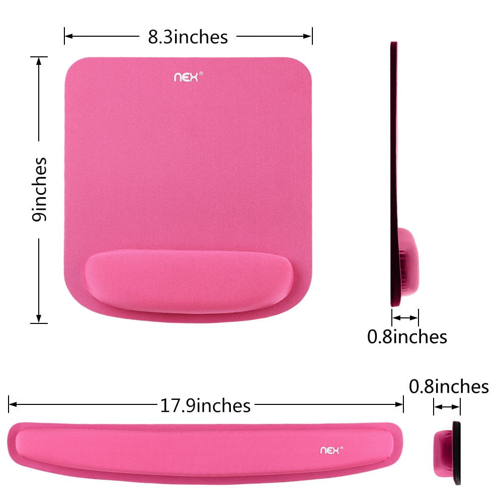 NEX Ergonomic Mouse Pad with Wrist Support, Memory Foam Keyboard Wrist Rest for Computer, Pink (NX-PAD003)