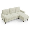 thumbnail image 6 of 80" Sectional Sofa,Convertible L Shaped Couch with Reversible Chaise and Removable Cushions and Pockets,Sectional Couch for Small Space Apartment,Office,Bedroom,Beige Chenille, 6 of 7
