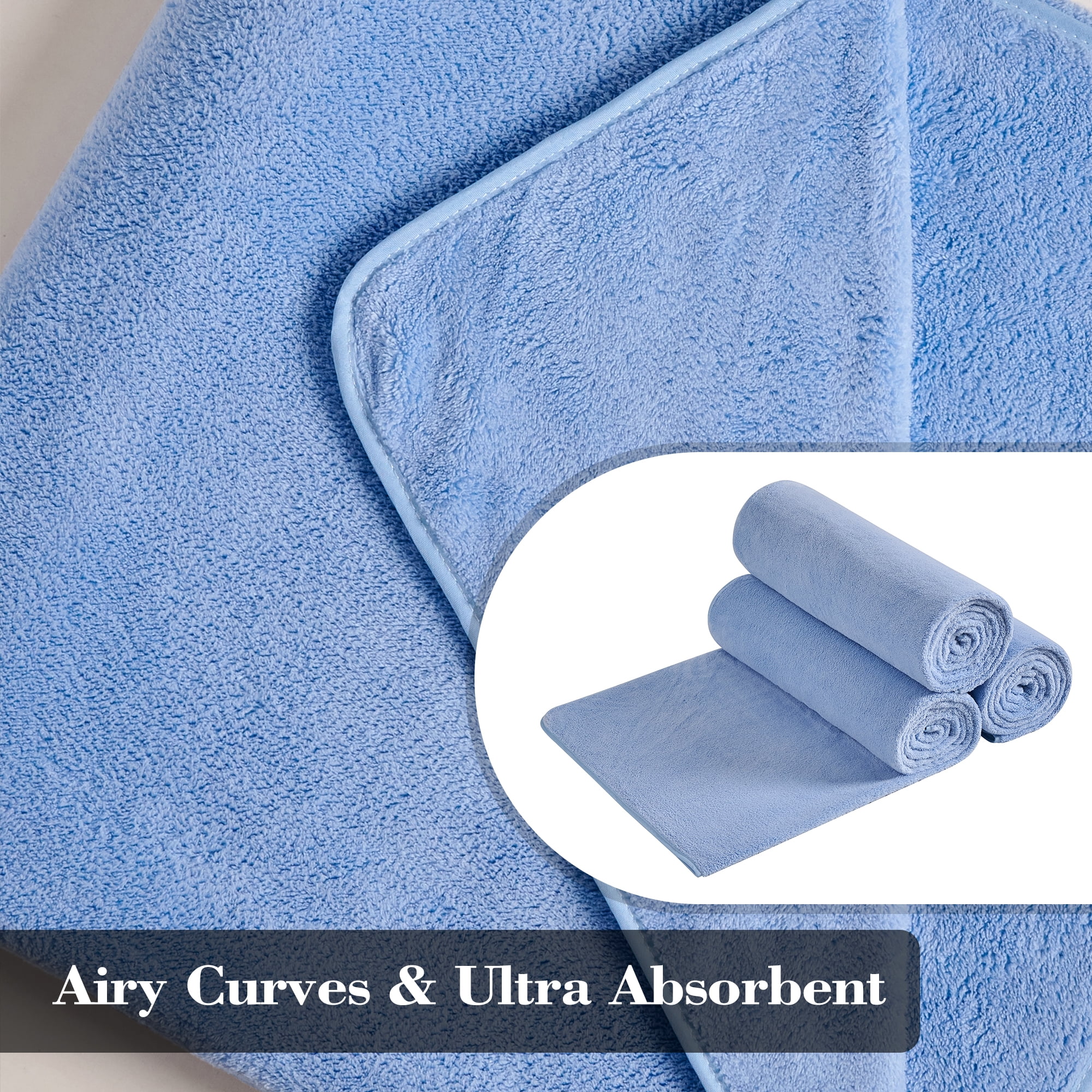 Smuge 8 Piece Oversized Bath Towel Set, Microfiber Ultra Soft Plush, 700 GSM Highly Absorbent Quick Dry Luxurious Bath Sheets Towels for Bathroom Hotel(Blue)