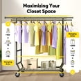 thumbnail image 7 of HOKEEPER 700lbs Heavy Duty Clothing Garment Rack with Shelves Commercial Clothing Racks on Wheels Double Rails Clothes Rack Portable Collapsible Adjustable Black, 7 of 7