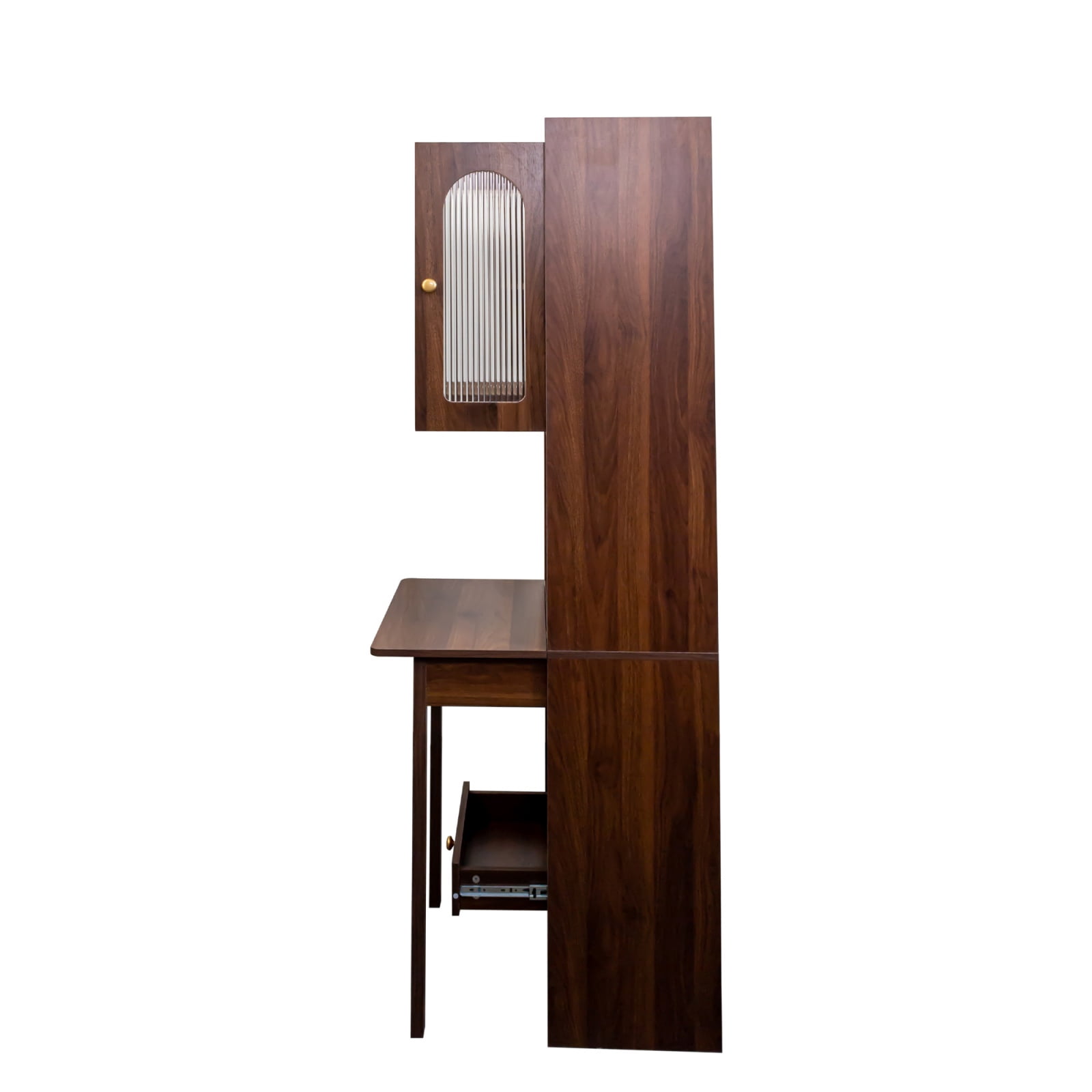 Fold-Out Convertible Writing Table, Space-Saving Desk Cabinet with Shelf & Drawer, Multi-Function Home Office Workstation