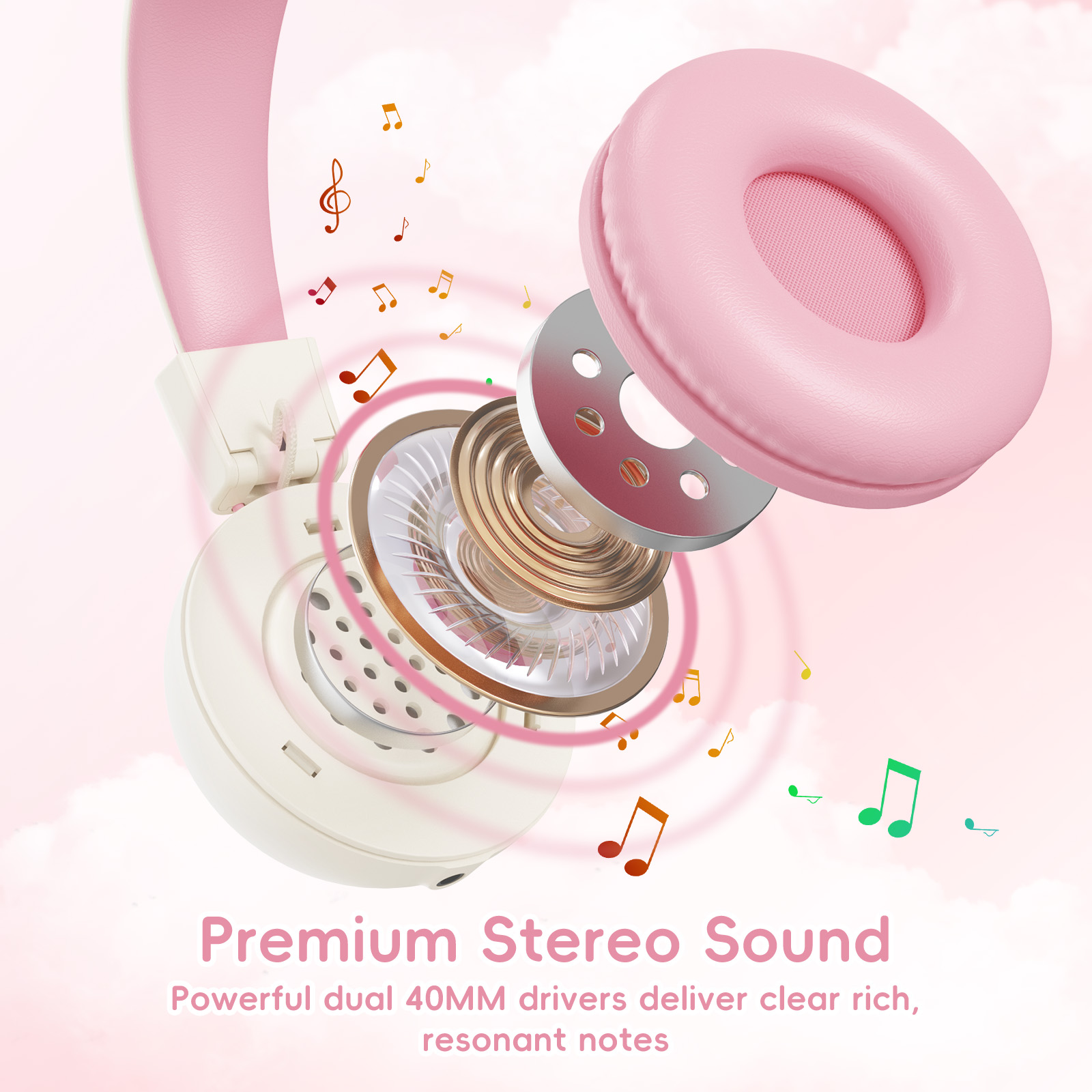 KVIDIO Kids Wired Headphones with Safe Volume Limiter, Pink photo 4