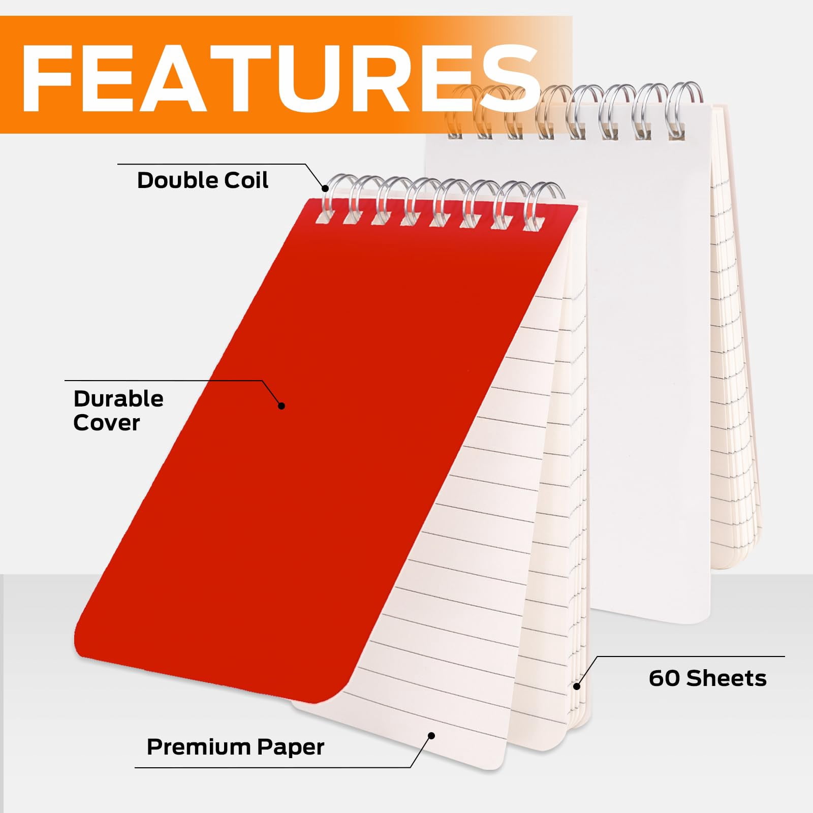 Pocket Notebook Bulk 3x5 Inch  42 Packs Mini Top Bound Spiral Notepad Memo Pads 6 Colored 60sheets/120pages (80gsm) Small Notepads For Listing Planning Note Taking