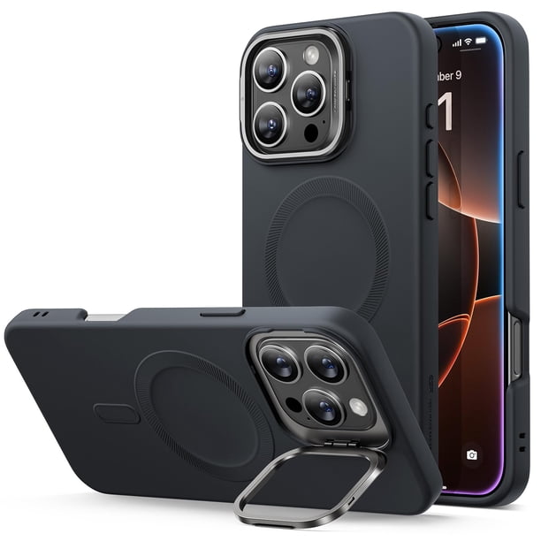 Funda de silicona ESR con soporte para iPhone 16 Pro Max negra