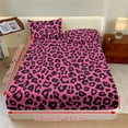 thumbnail image 2 of COEQINE Twin XL Sheet Set Breathable Soft Bedding Sheet Set 3 Pieces Deep Pocket Holiday Bedding Set with All Around Elastic for a Snug Fit, Pink Leopard Print, 2 of 5