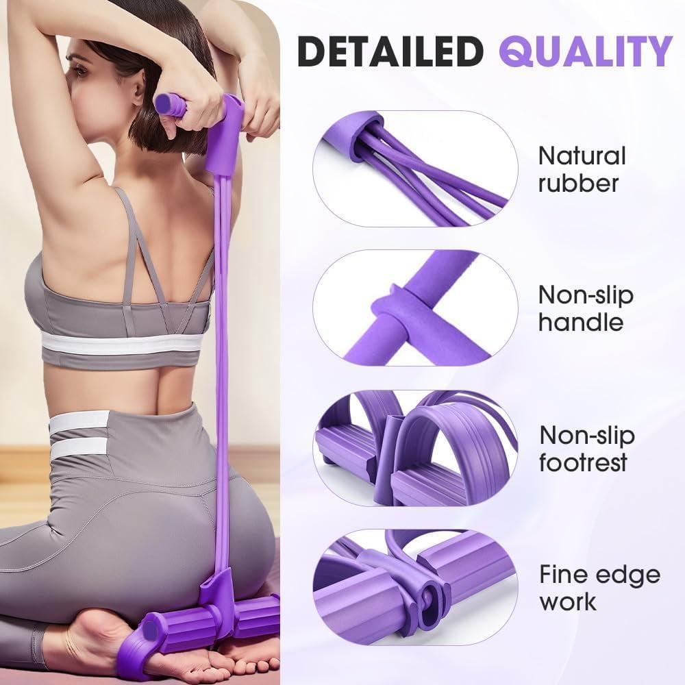 Multifunctional Tension Cor, Comes with a Figure 8 Exercise Bands Upgrade 8 Tube Foot Pedal Resistance Band with Handle Thick Latex Material