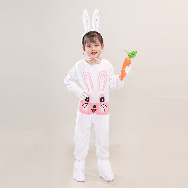 Niños Animal conejo blanco Cosplay disfraz niños mono jardín de infantes niñas vestido niños Pascua conejito baile ropa Sets130cm Gao Jinjia LED
