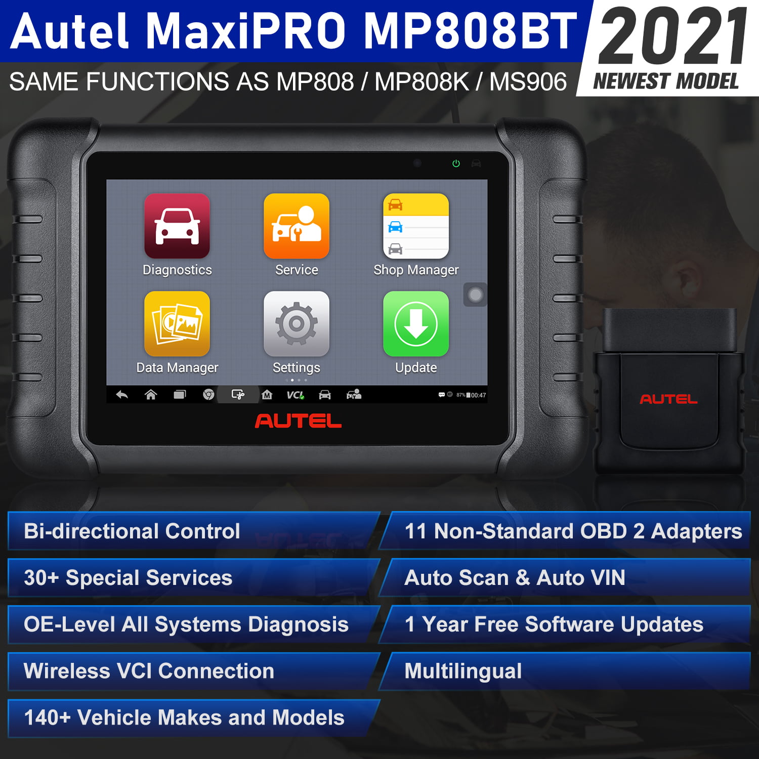Autel MaxiPRO MP808BT Pro Wireless Diagnostic Scanner, Upgrade of