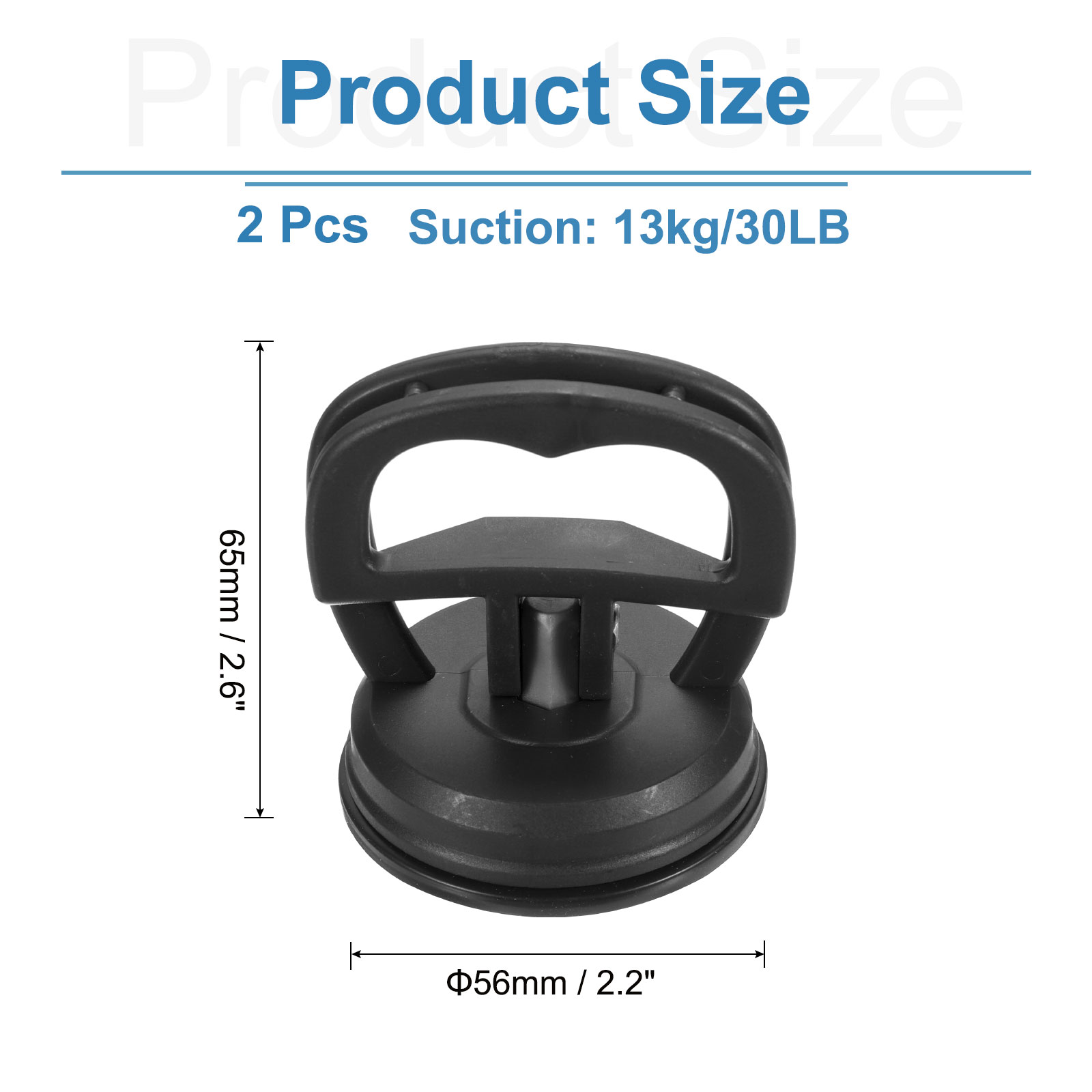 2 Pack Heavy Duty Suction Cups - 5 Inch Vacuum Lifters For TVs, Glass, Tile & Car Dent Pulling