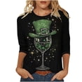 thumbnail image 2 of Jjayotai Plus Size St Patricks Day Shirt, Funny 3/4 Length Sleeve Womens Tops, Crewneck Shamrock Printed Graphic Tees, Green Tops Green XXL, 2 of 5