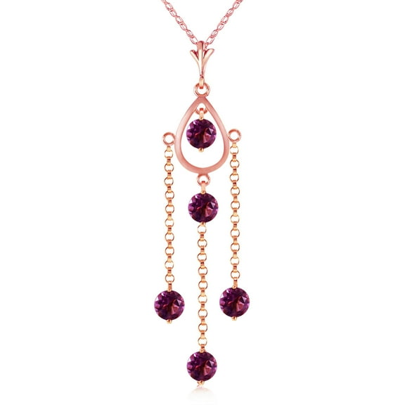 Galaxy Gold 14K Rose Gold Amethyst Pendant Necklace - February Birthstone - Peace & Wisdom - 16" to 24" - Fine Jewelry for Women