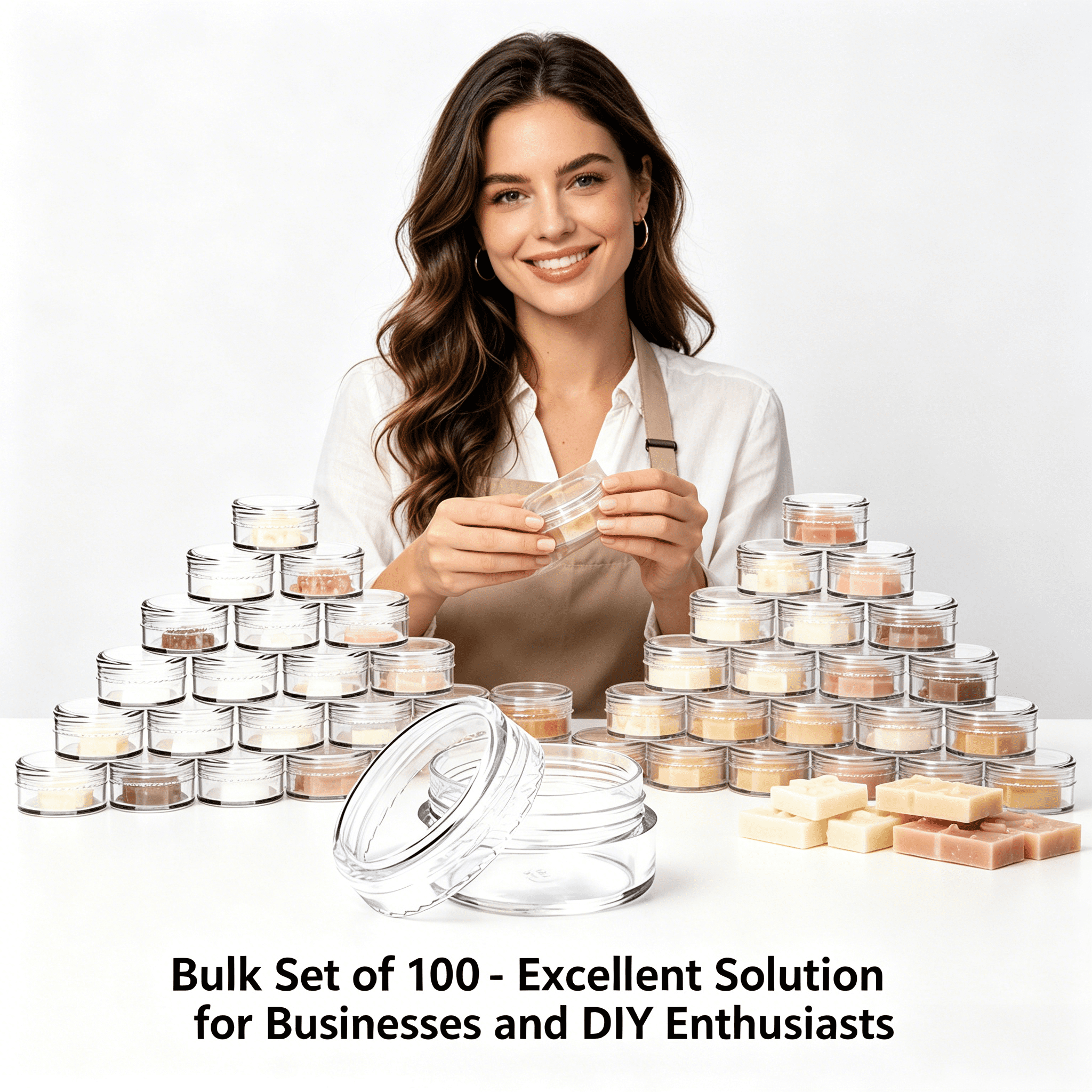 ACDANC 2026 New 100-Pack Small Clear Plastic Sample Jars with Lids | 1Oz Empty Containers for Creams & Cosmetics | Travel-Friendly Mini Storage for Travel,Home,Office,Beach