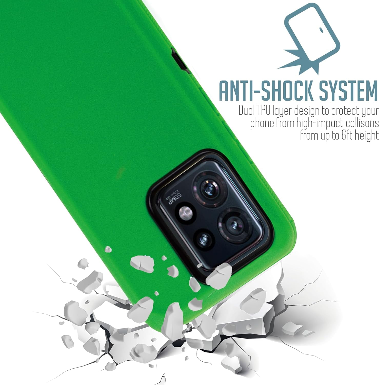 ThousandGear Compatible for Motorola Moto Edge 2023/Edge 40 Case with Clip Belt Holster, Heavy Duty Military Grade Drop Protective Case (Green) & Fast Wall Charger Kit