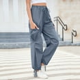 thumbnail image 3 of Women's Wide Leg Cargo Pants Baggy Smocked Waist Fashion Pants With Pockets, 3 of 5