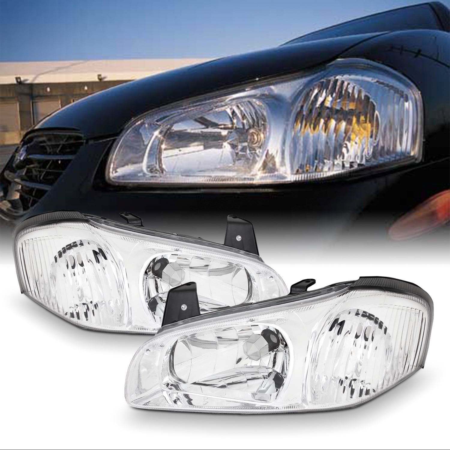 Black/Clear Fits 2000-2004 Toyota Avalon Crystal Corner Headlight Headlamp Lamp