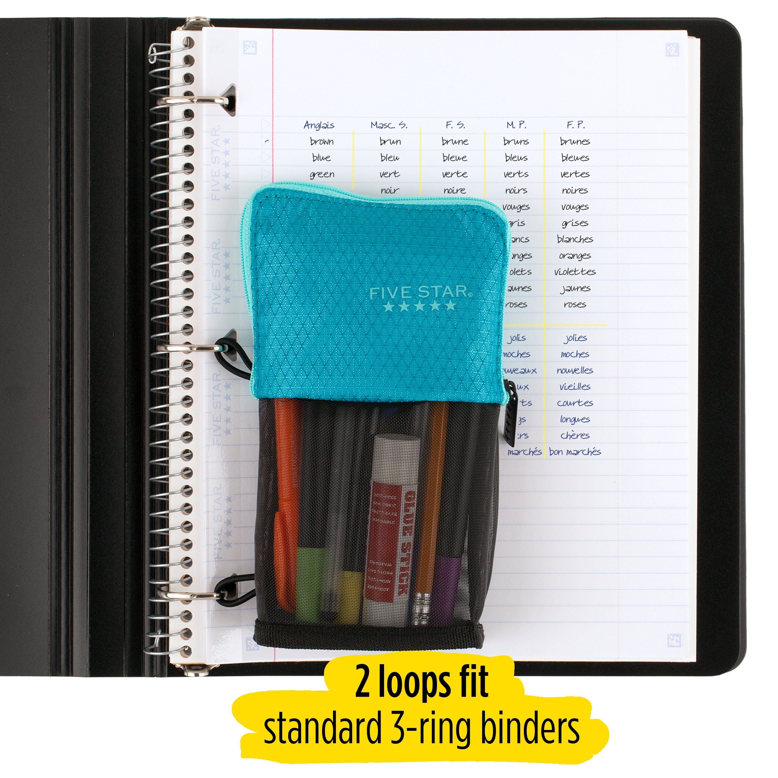Five Star Stand and Store Self Standing Pencil Pouch, Colors May Vary