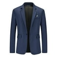 thumbnail image 1 of TIMIFIS Navy Mens Suit Jacket Casual Solid Dress Jacket Daily One Button Business Blazer Formal Wedding Prom Blazer, 1 of 3
