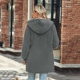 thumbnail image 5 of Chaqueta larga de polar con capucha para mujer, abrigo de felpa esponjosa de manga larga de talla grande, chaqueta de polar de peluche cálida, sudadera con capucha de invierno, cárdigan (XL), 5 of 5