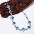 thumbnail image 3 of Blue Topaz, CZ 925 Sterling Silver Adjustable Tennis Bracelet 7-8" B141130, Blue Topaz Bracelet, Blue Bracelet, Square Bracelet, 3 of 6