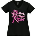thumbnail image 3 of Inktastic Faith Hope Cure Breast Cancer Awareness Women's Plus Size V-Neck T-Shirt, 3 of 5