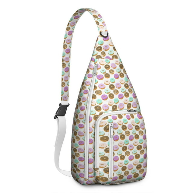 Dessert Sling Backpack – Funny Doughnut & Candy Pattern Shoulder Bag, Lightweight Anti-Theft Pack for Commuters