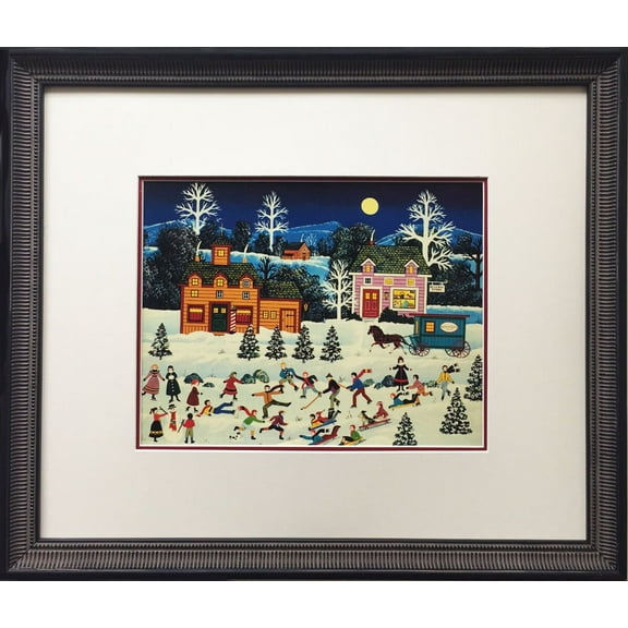 Jane Wooster Scott "Frosty Frolics" Newly Custom FRAMED SERIGRAPH Art Americana Generic