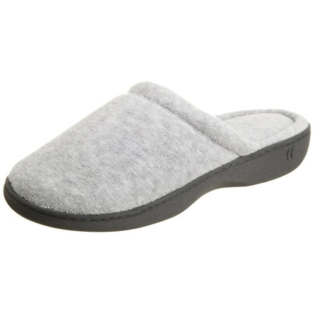 

isotoner Women s Terry Slip on Clog Slipper with Memory Foam for Indoor/Outdoor Comfort 5.5-6 Heather Grey Rounded
