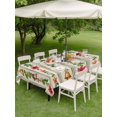 thumbnail image 3 of Outdoor Tablecloth with Umbrella Hole and Zipper, Christmas Poinsettia Rectangle Table Cloth 60x84 Inch Waterproof Tablecloth, Xmas Balls Green Leaves Vintage Picnic Table Cover for Patio Camping, 3 of 7