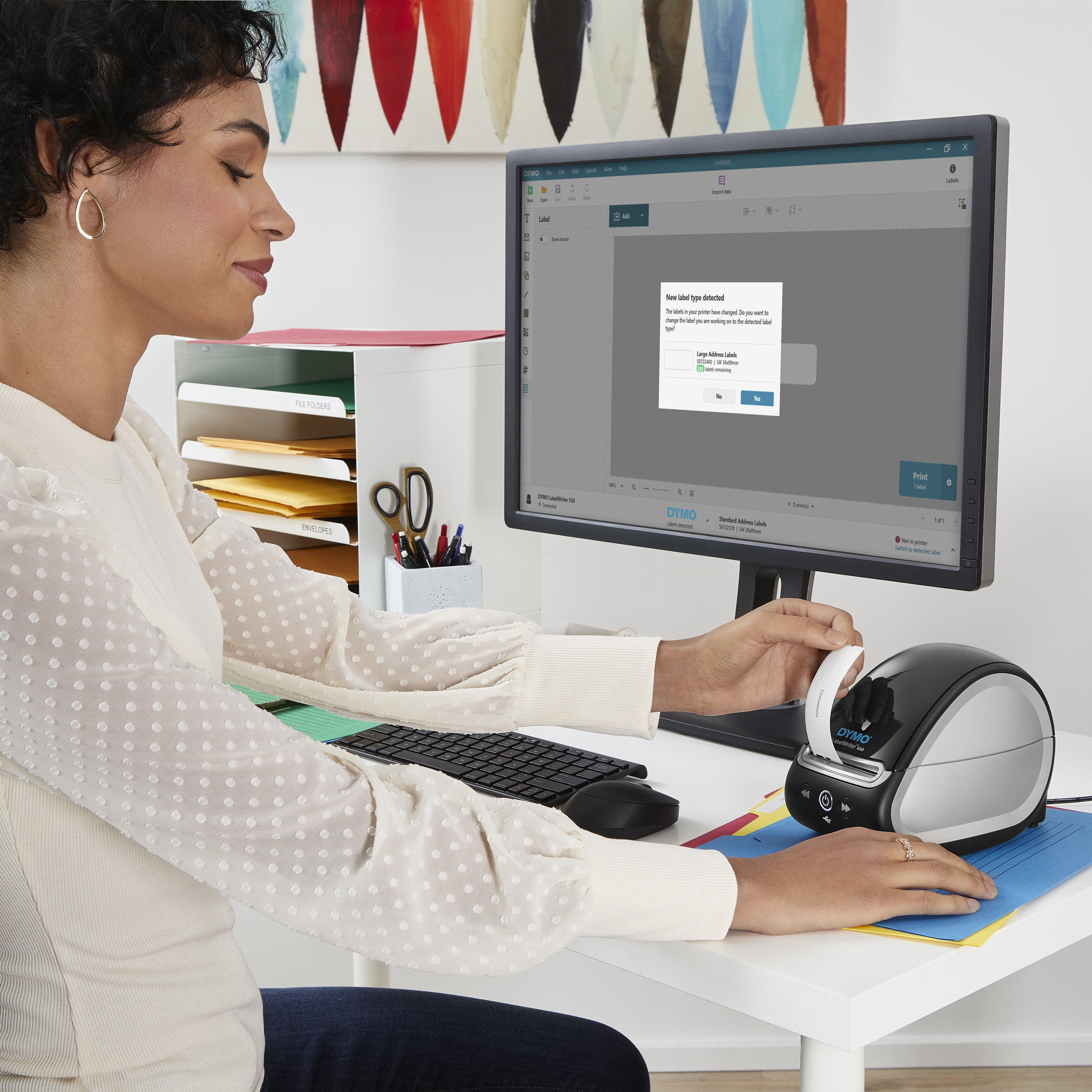 DYMO LabelWriter 550 Label Printer, Label Maker with Direct Thermal Printing, Automatic Label Recognition, Prints Address Labels, Shipping Labels, Mailing Labels, Barcode Labels, and More